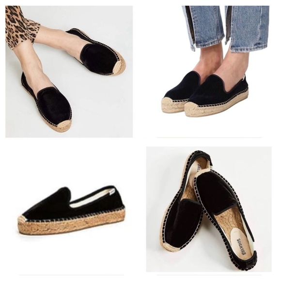 Soludos Velvet Platform Smoking Espadrille Slipper Loafers - Picture 3 of 17
